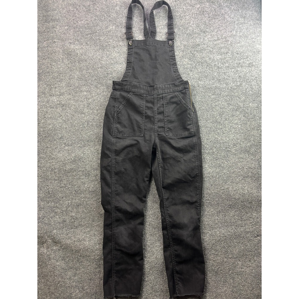 Madewell Overalls Womens Medium Black Denim Raw Hem Skinny G8317